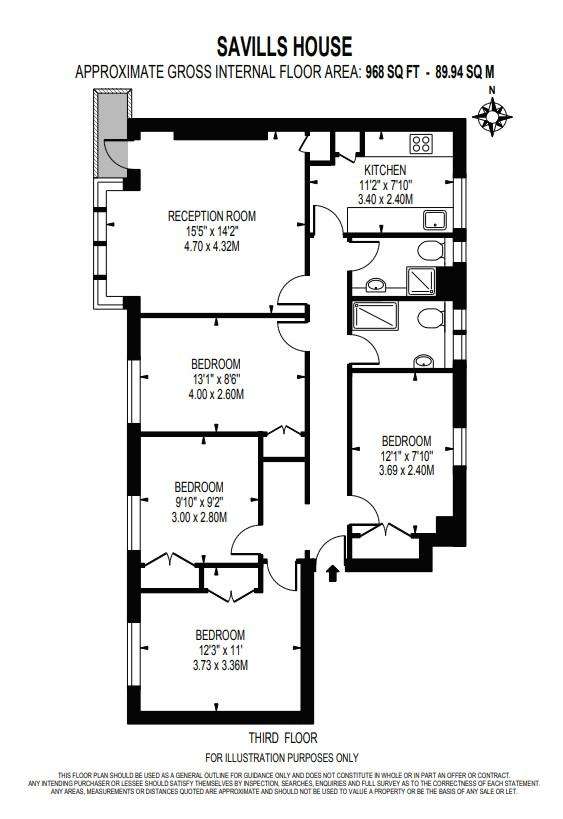 4 bedroom flat to rent - floorplan