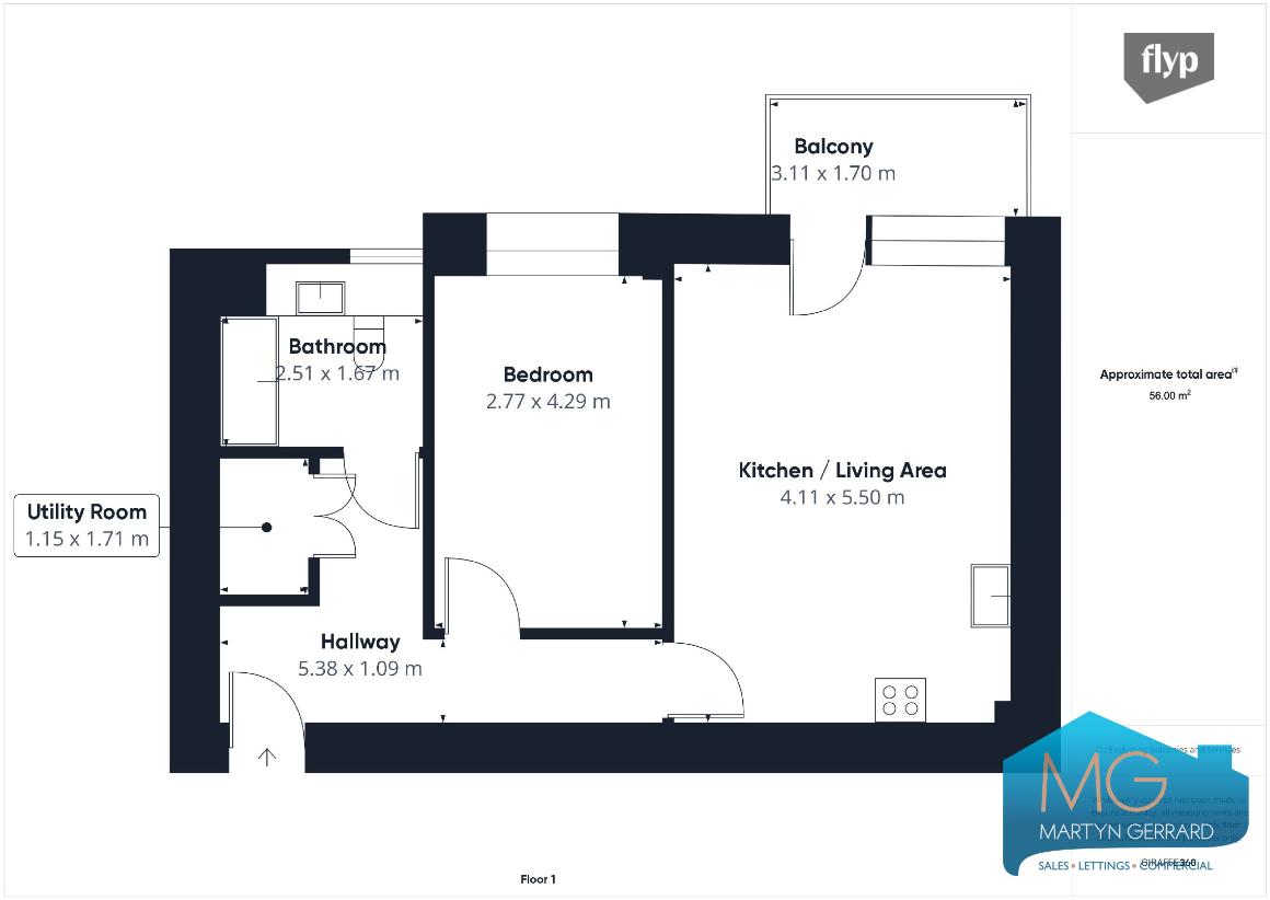 1 bedroom flat for sale - floorplan