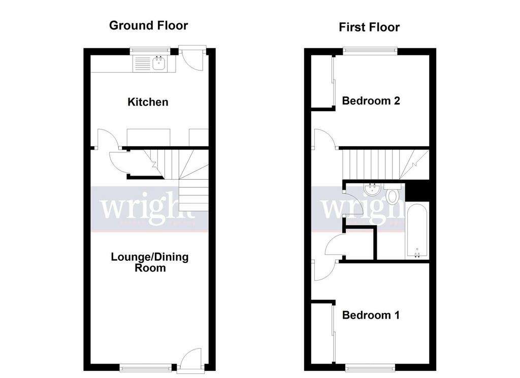 2 bedroom terraced house for sale - floorplan