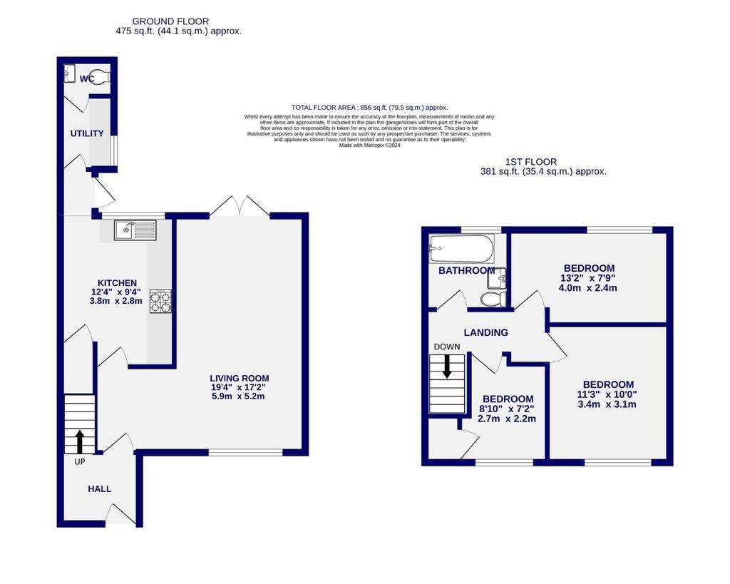 3 bedroom terraced house for sale - floorplan