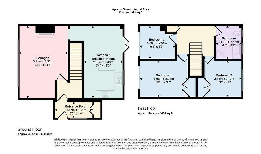 3 bedroom semi-detached house for sale - floorplan