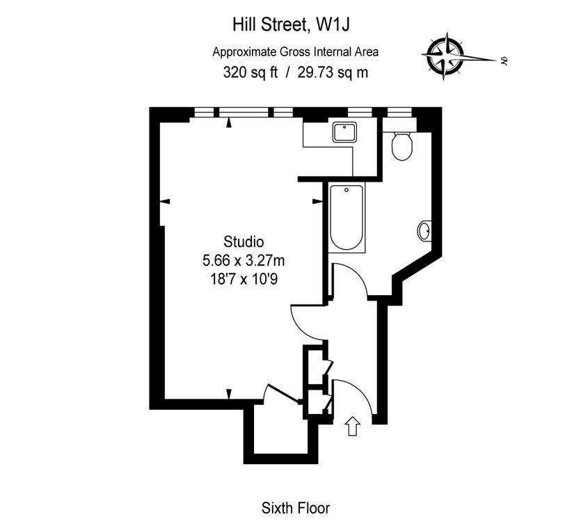 Studio flat to rent - floorplan