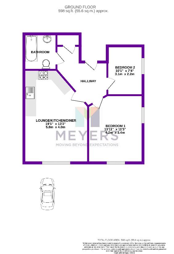 2 bedroom flat for sale - floorplan