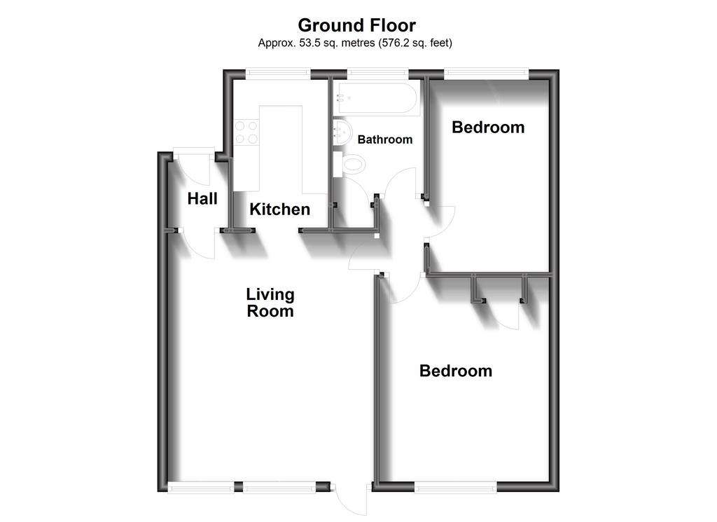 2 bedroom block of apartments to rent - floorplan