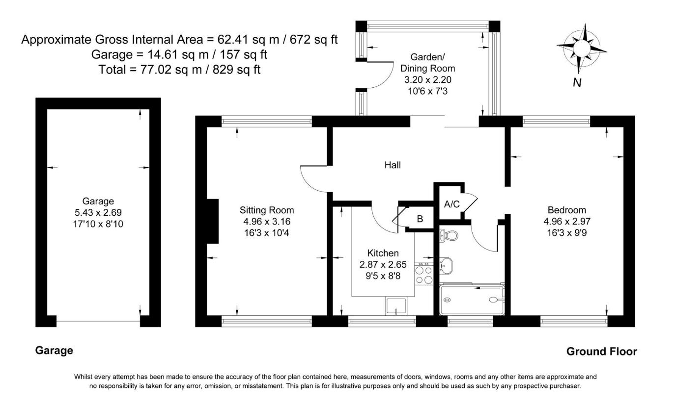 2 bedroom bungalow for sale - floorplan