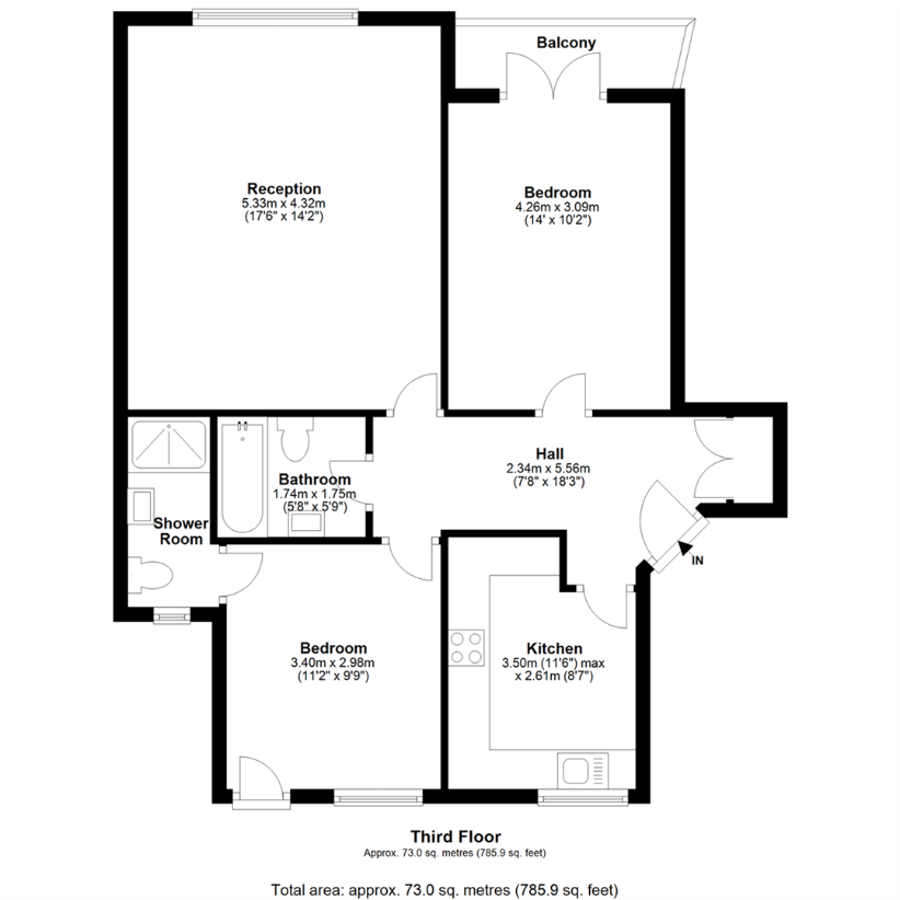 2 bedroom flat for sale - floorplan