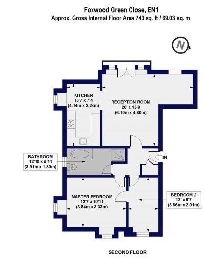 2 bedroom flat for sale - floorplan