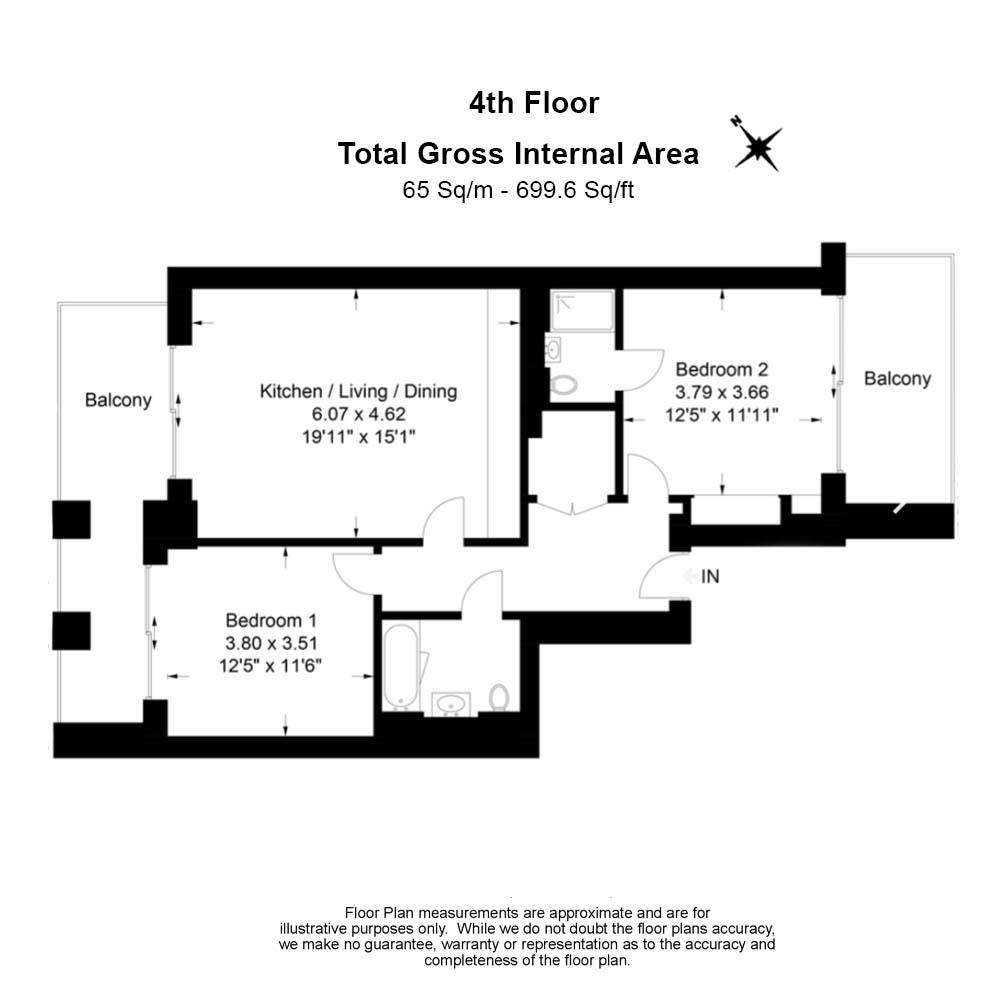 2 bedroom flat to rent - floorplan