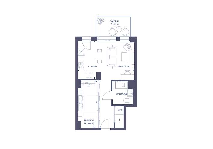 1 bedroom flat to rent - floorplan