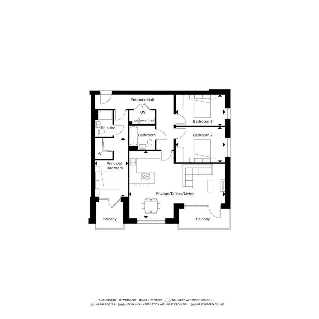 3 bedroom flat for sale - floorplan