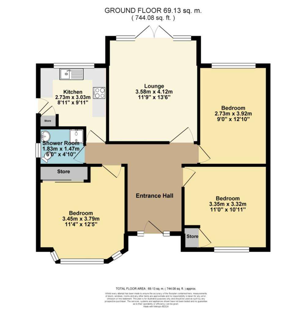 3 bedroom semi-detached bungalow for sale - floorplan