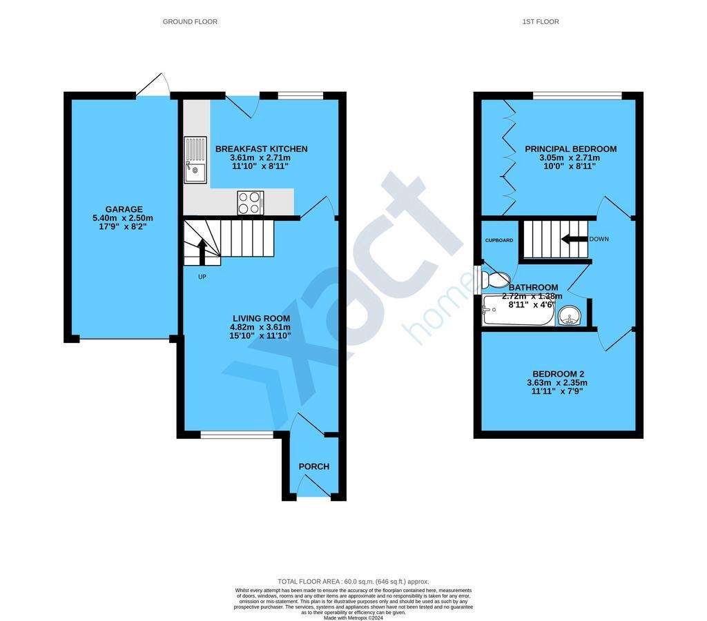 2 bedroom semi-detached house for sale - floorplan