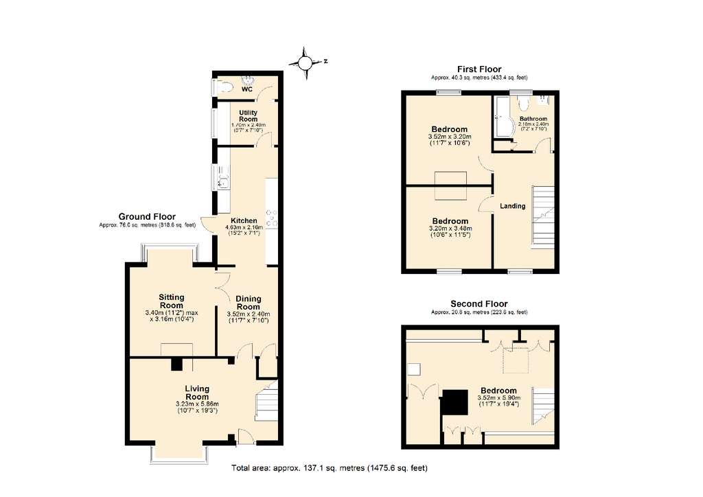 3 bedroom town house for sale - floorplan