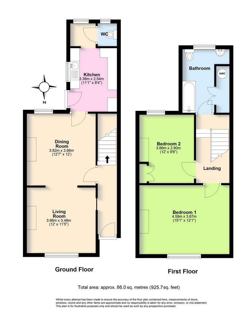 2 bedroom terraced house for sale - floorplan