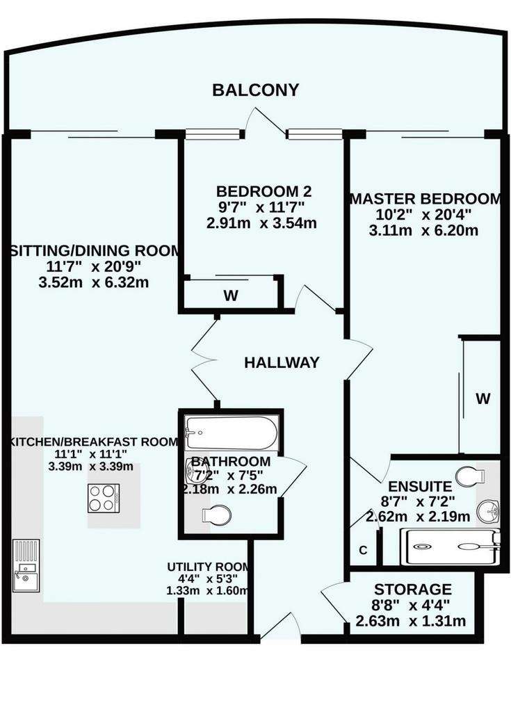 2 bedroom flat for sale - floorplan