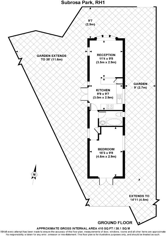 1 bedroom semi-detached house for sale - floorplan