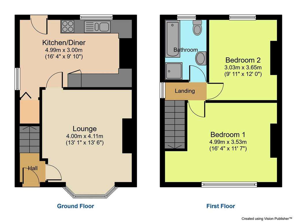 2 bedroom semi-detached house for sale - floorplan