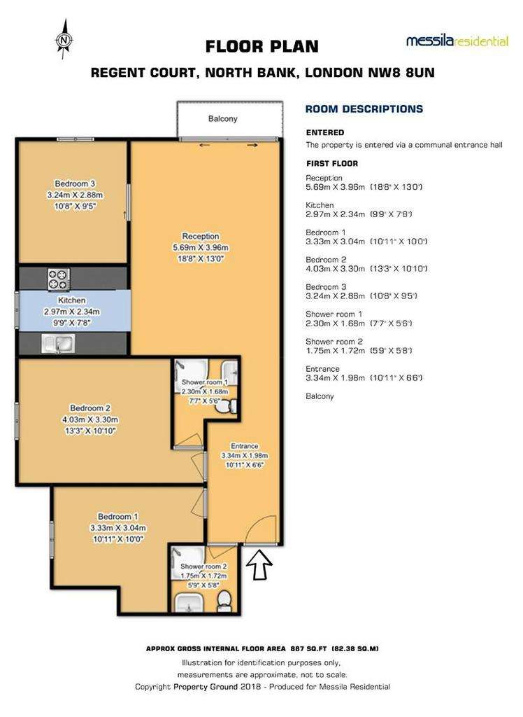 3 bedroom flat to rent - floorplan