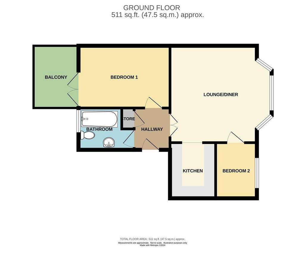 2 bedroom flat for sale - floorplan