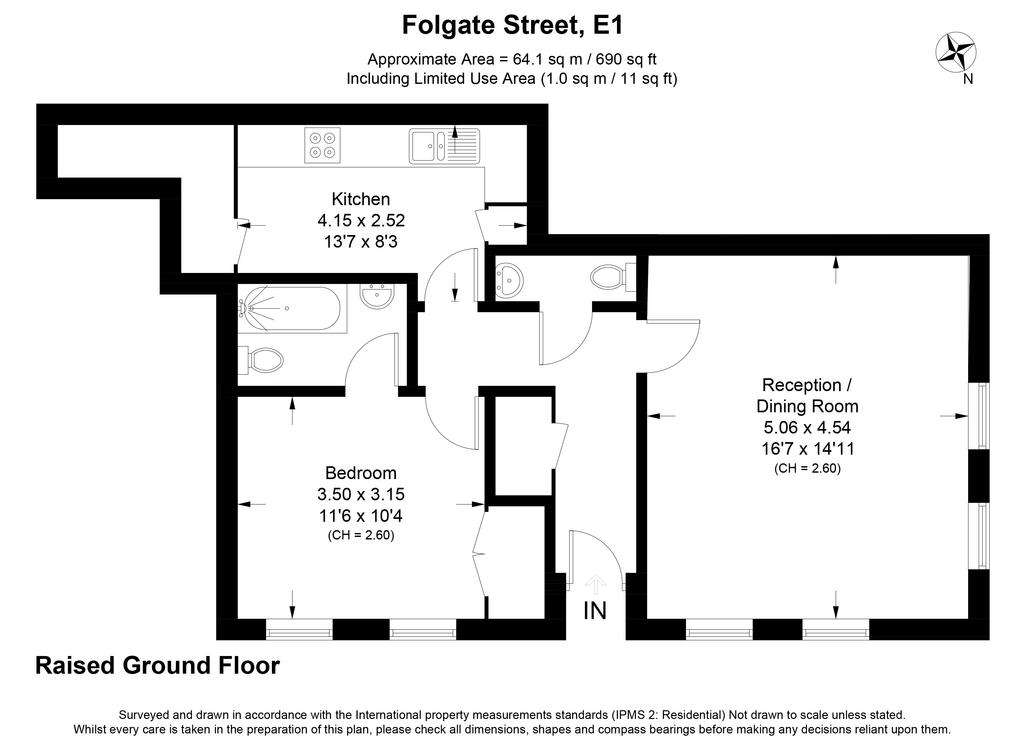 1 bedroom flat to rent - floorplan