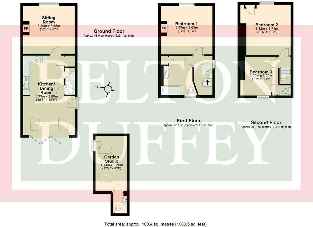 3 bedroom character property for sale - floorplan