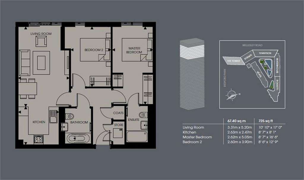 2 bedroom flat to rent - floorplan