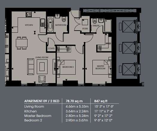 2 bedroom flat to rent - floorplan