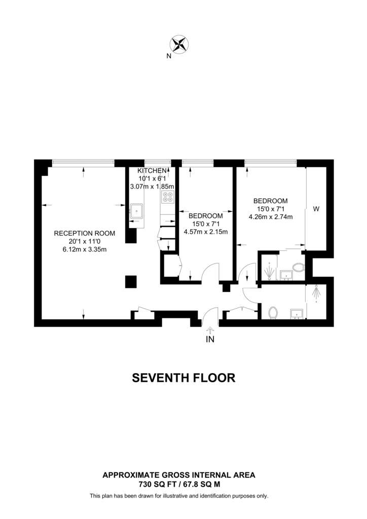 2 bedroom flat to rent - floorplan