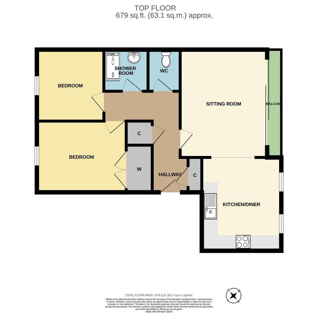 2 bedroom flat for sale - floorplan