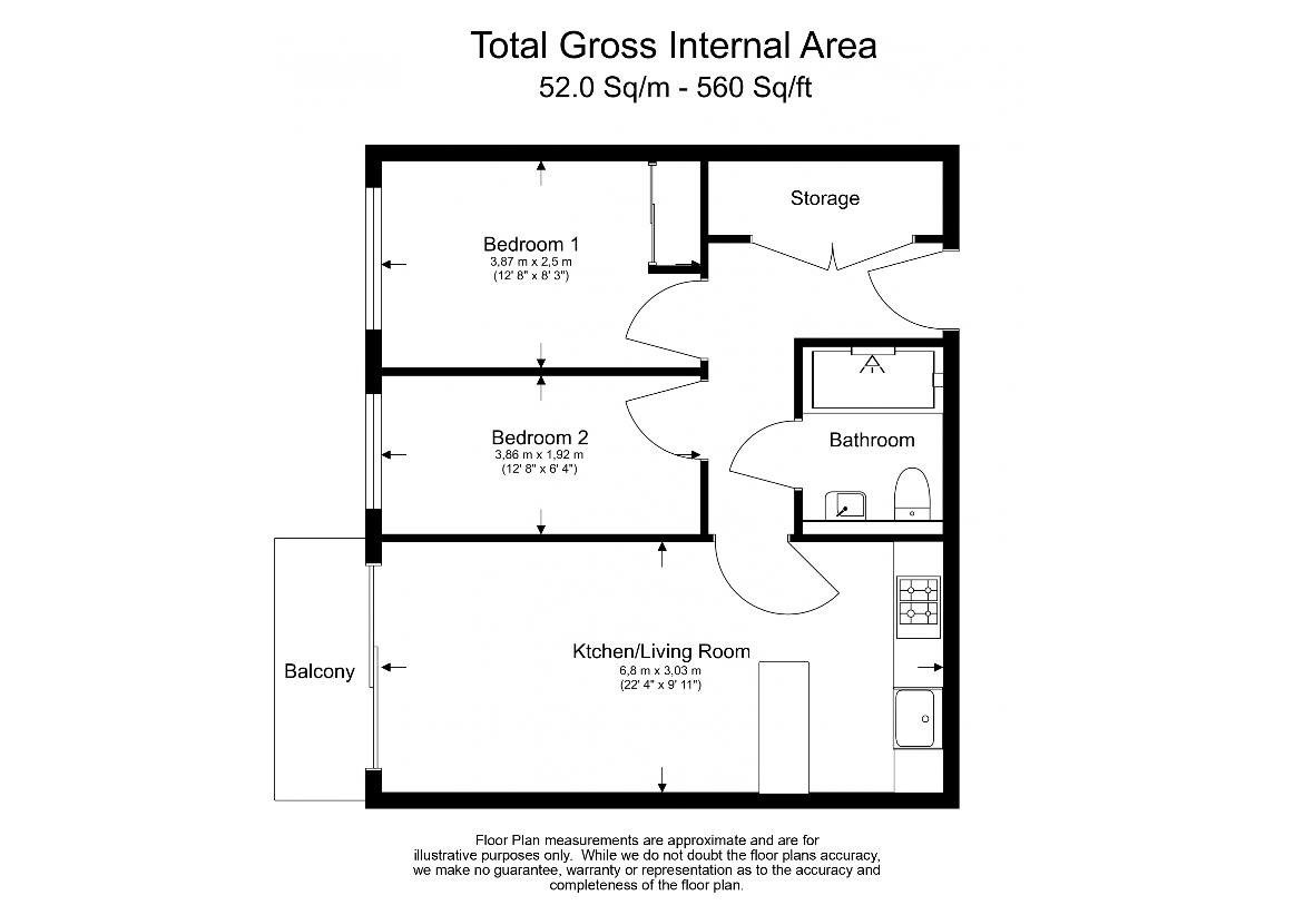 2 bedroom flat for sale - floorplan