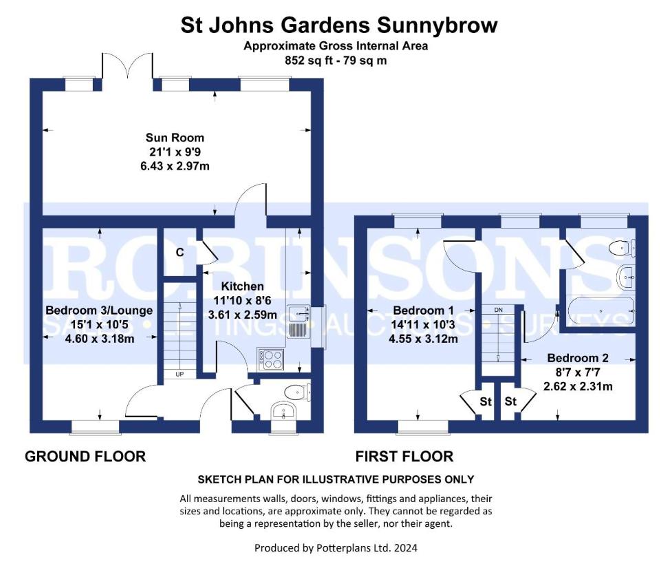 3 bedroom semi-detached house for sale - floorplan