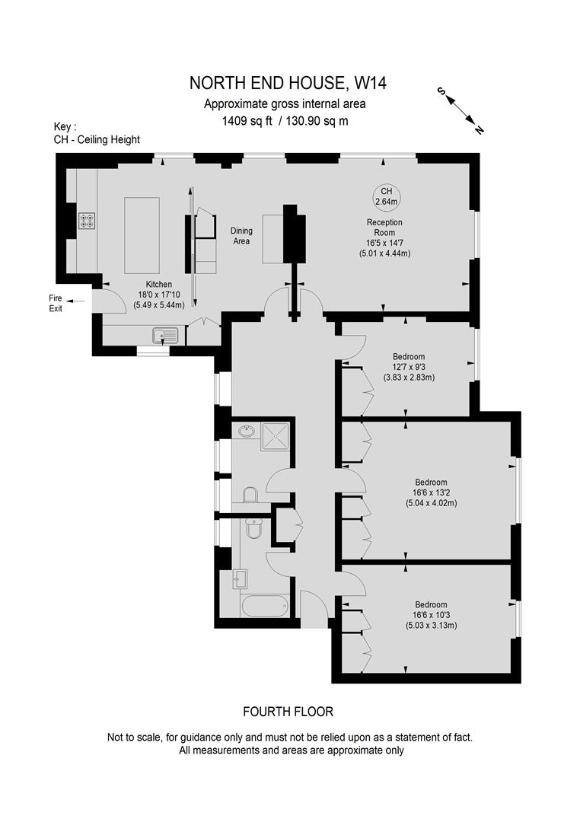 3 bedroom flat for sale - floorplan