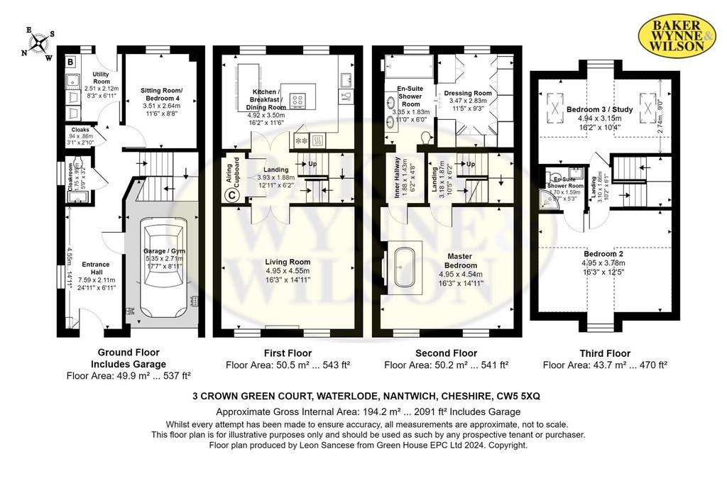 4 bedroom town house for sale - floorplan