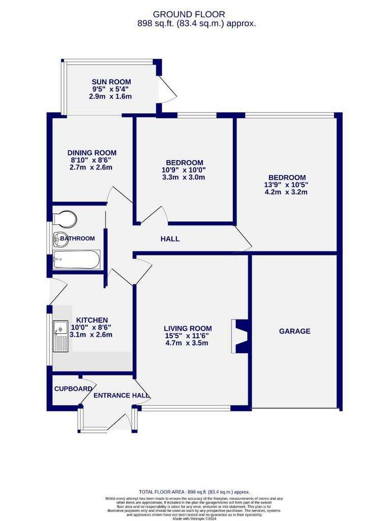 3 bedroom detached bungalow for sale - floorplan