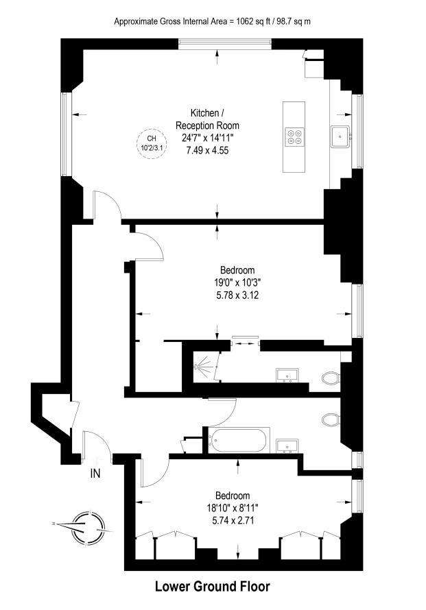 2 bedroom flat to rent - floorplan