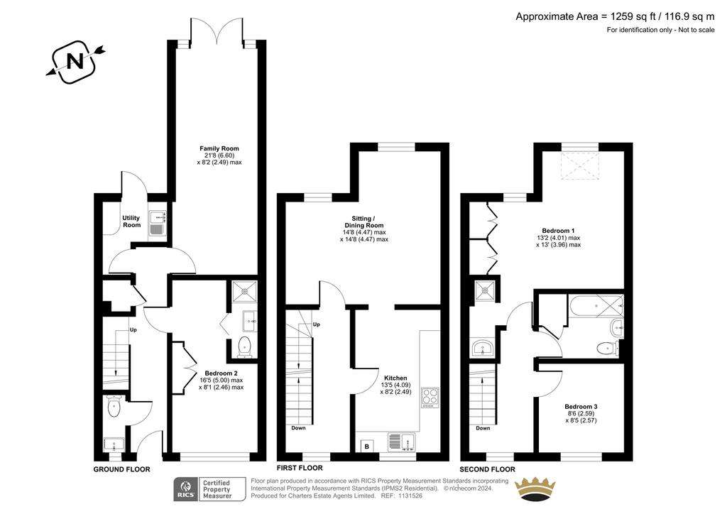 3 bedroom terraced house for sale - floorplan