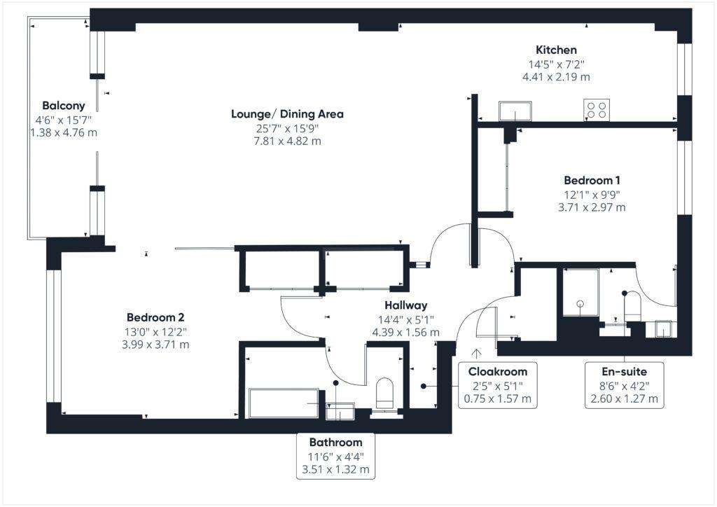 2 bedroom flat for sale - floorplan