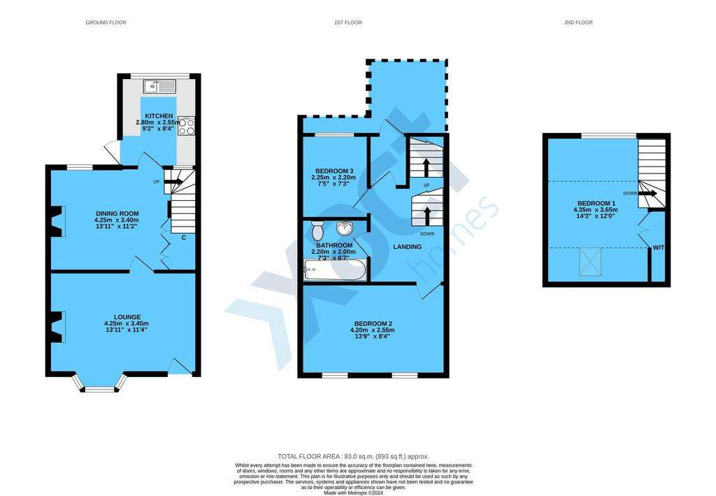 3 bedroom terraced house for sale - floorplan