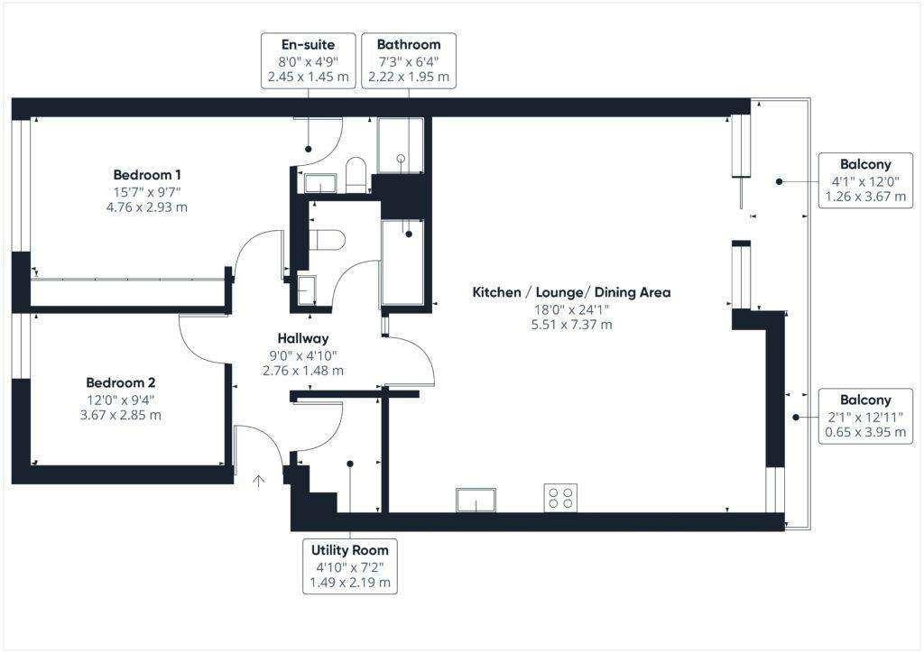 2 bedroom flat for sale - floorplan