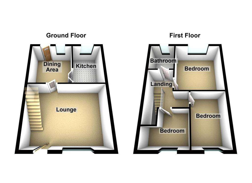 3 bedroom terraced house for sale - floorplan