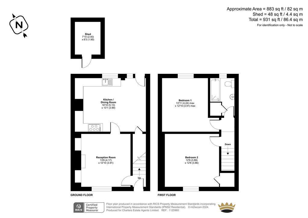 2 bedroom end of terrace house for sale - floorplan