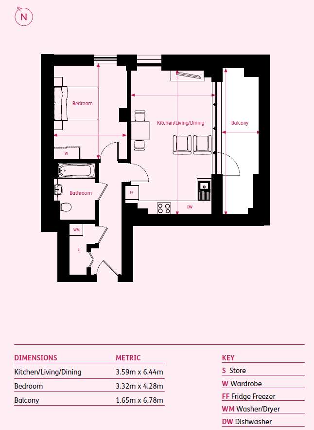 1 bedroom flat for sale - floorplan