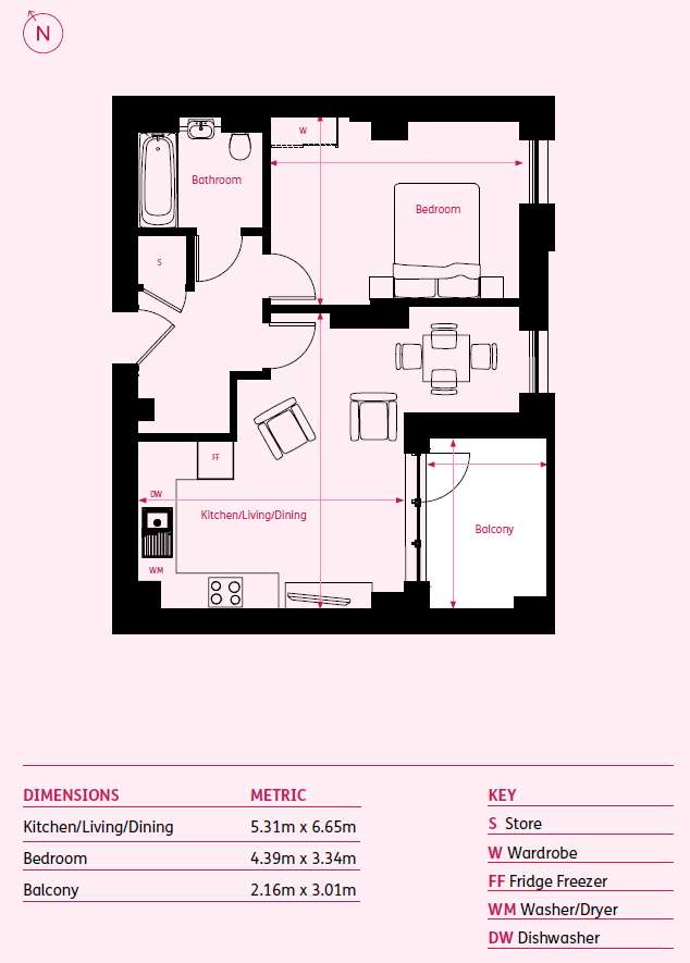 1 bedroom flat for sale - floorplan