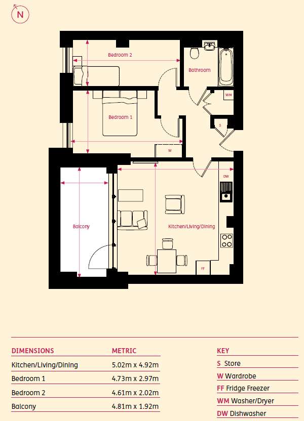 2 bedroom flat for sale - floorplan