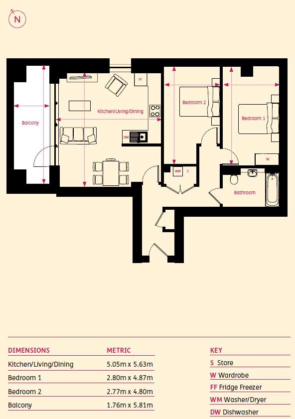 2 bedroom flat for sale - floorplan