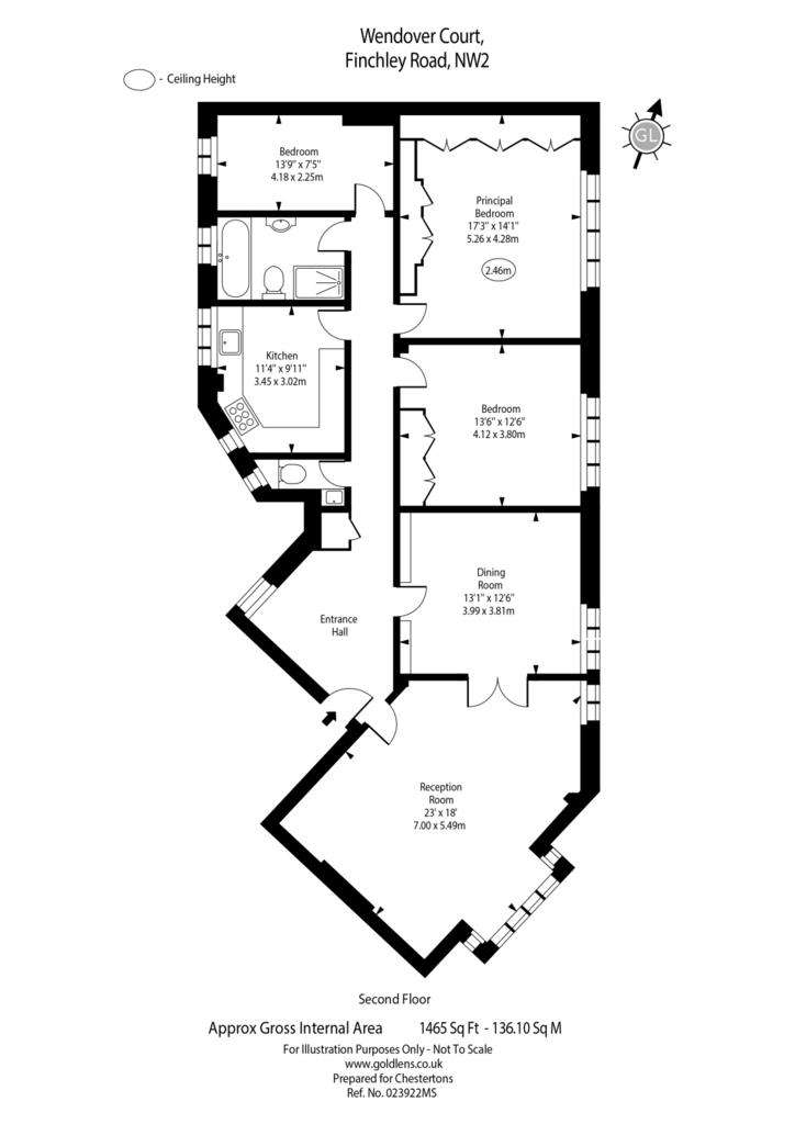 3 bedroom flat to rent - floorplan