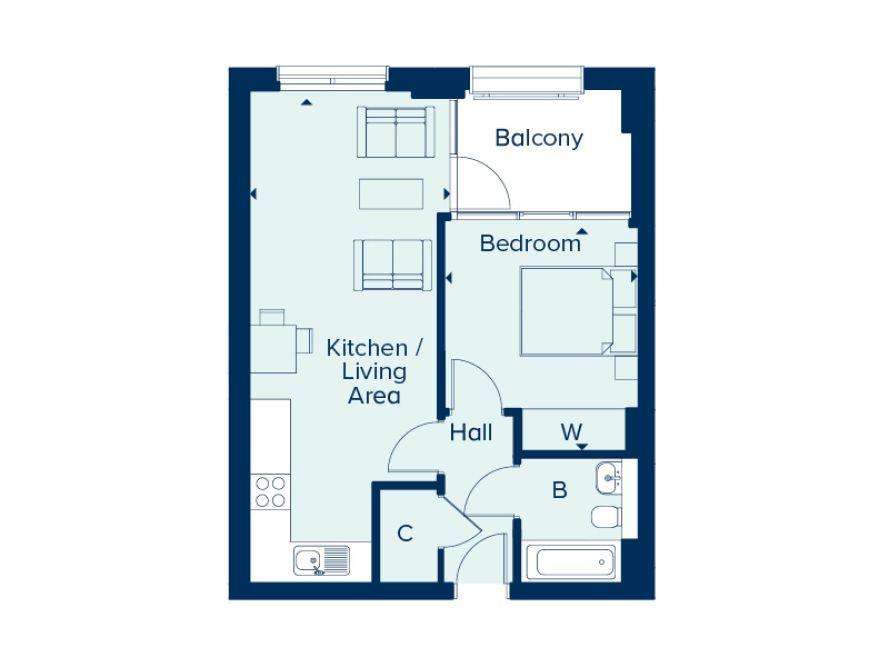 1 bedroom flat for sale - floorplan