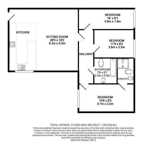 3 bedroom flat to rent - floorplan