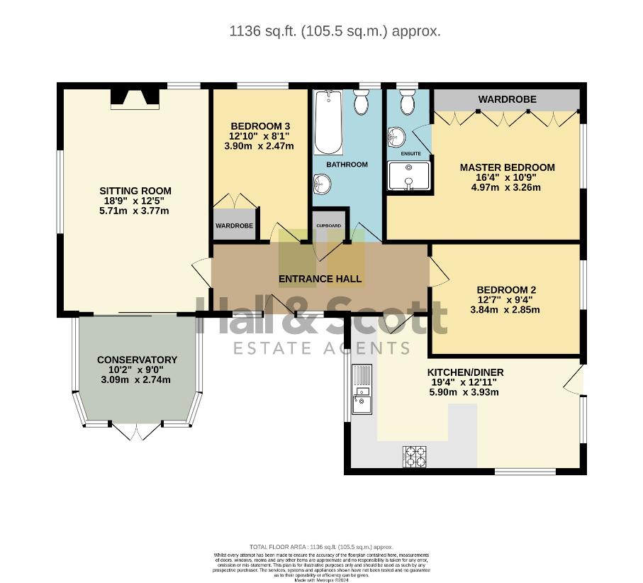 3 bedroom bungalow for sale - floorplan