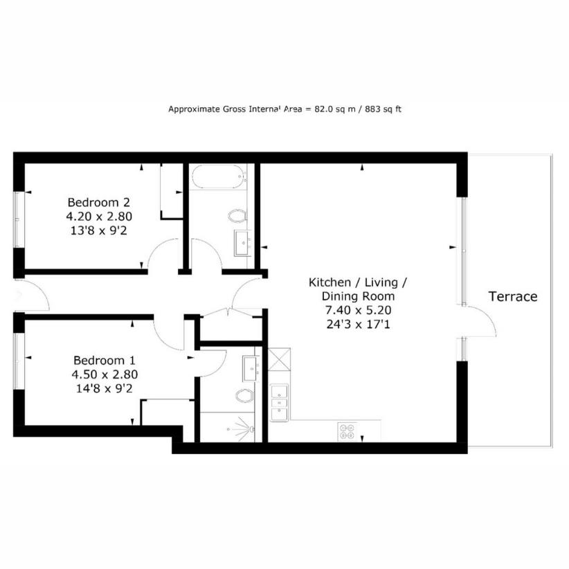 2 bedroom flat for sale - floorplan